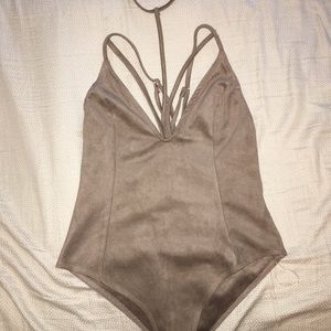 Charlotte Russ suede bodysuit